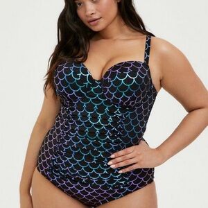 Torrid Slim Fix Underwire Strappy Back One Piece Swimsuit